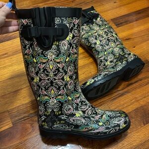 ⏰Capelli Paisley Tall Knee Rain Boots